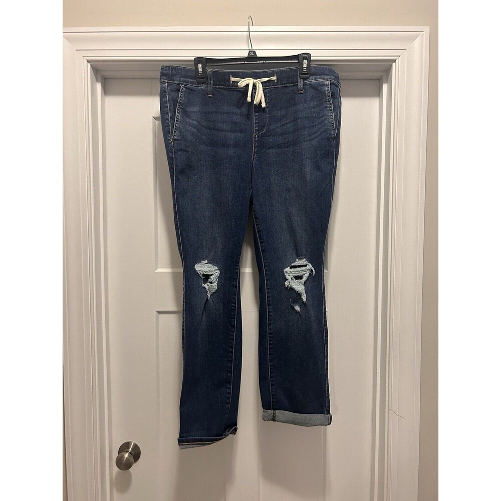 Torrid Mid Rise Straight Leg Pull On Jeans Women Elastic Waist Distressed 2X Reg